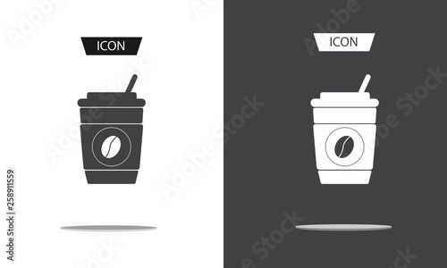 Disposable coffee cup icon vector isolated on white background.