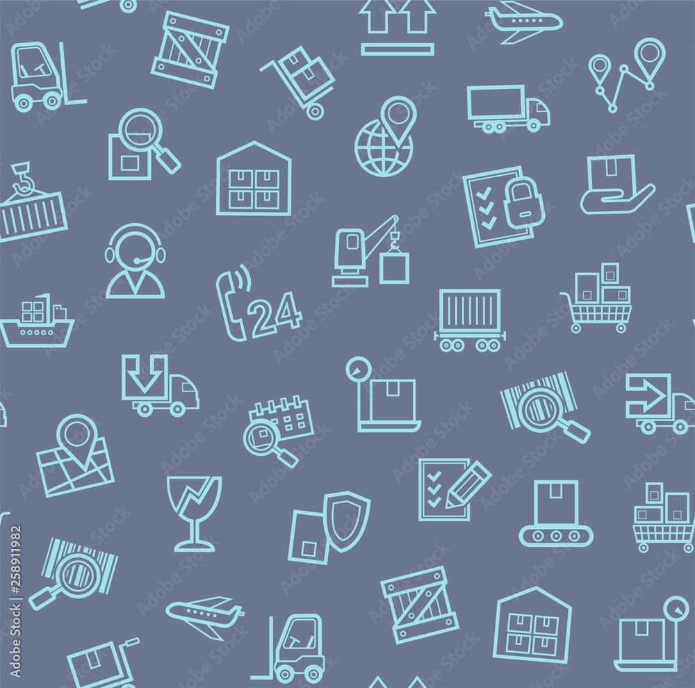 Cargo delivery, seamless pattern, gray, color, contour lines, icons, vector. Cargo delivery, seamless pattern, gray, color, contour lines, icons, vector Cargo delivery, seamless pattern, gray, color, contour lines, icons, vector. Cargo delivery, seamless pattern, gray, color, contour lines, icons, vector