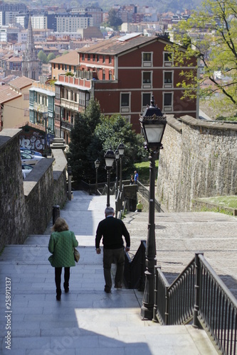 People visiting the old town of Bilbao