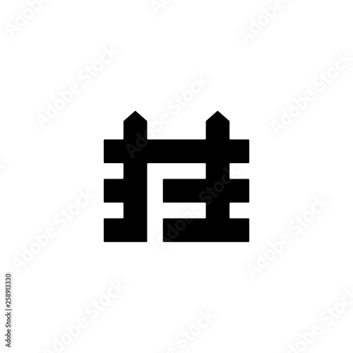 initial letter F with fence logo design template