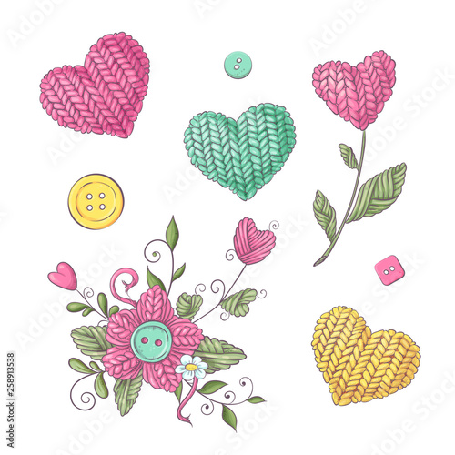 A set of knitting. Hand made vector illustration
