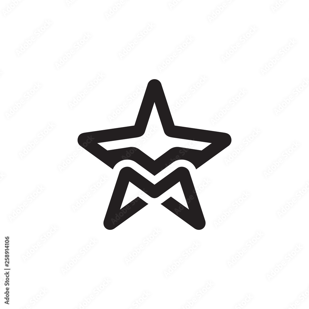 illustration logo combination from letter M with star and plane logo design concept