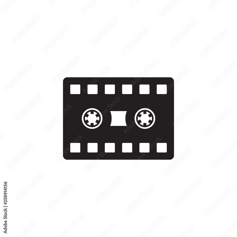 Combination logo from cassette or music with film logo design concept Combination logo from cassette or music with film logo design concept