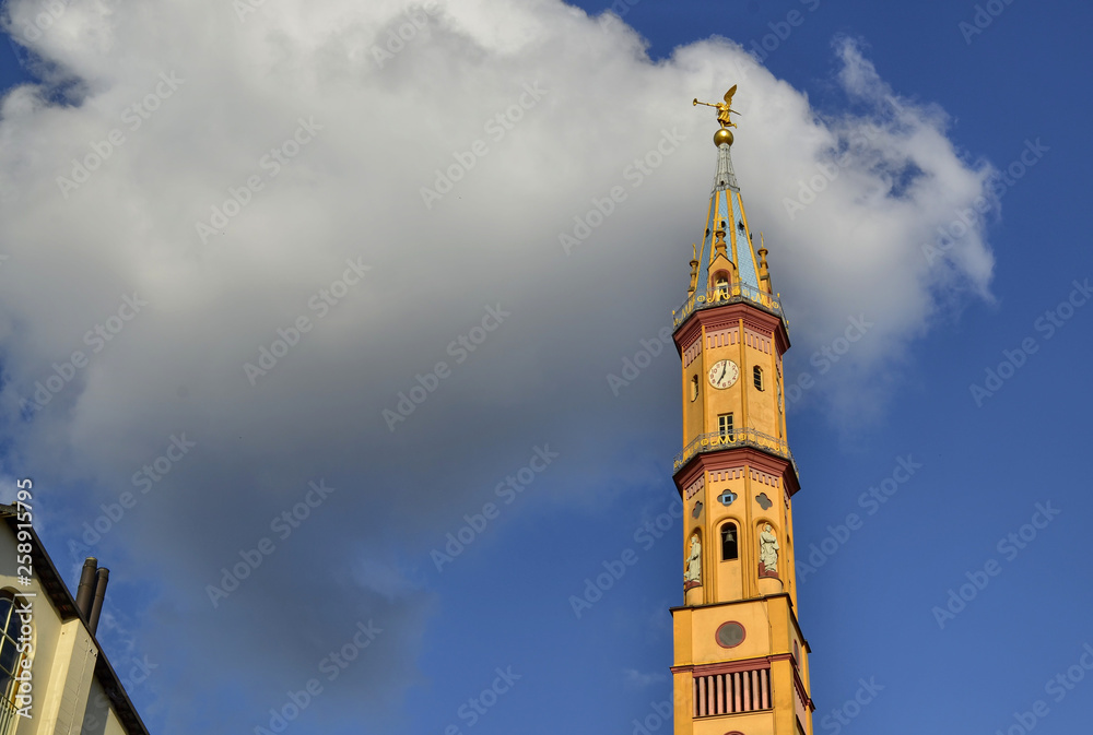 View of the bell tower of the Church of Our Lady of Suffrage and Santa Zita.