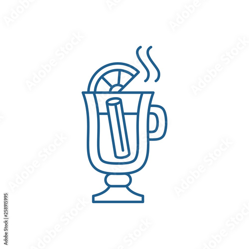 Home made mulled wine line concept icon. Home made mulled wine flat  vector website sign, outline symbol, illustration.