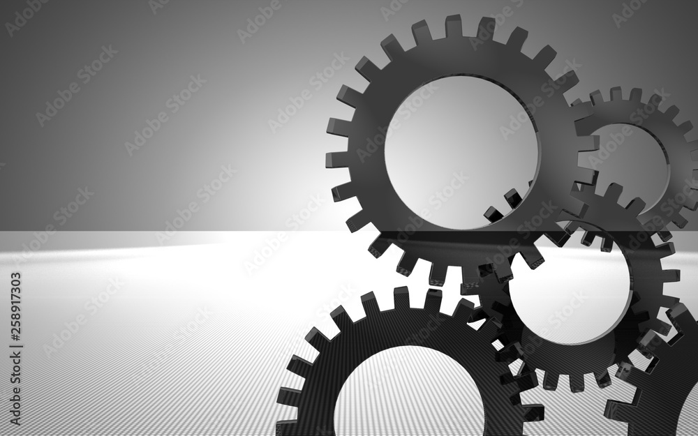 metal gears. industrial concept. 3d illustration