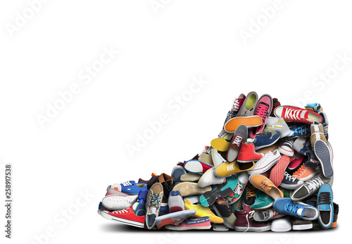 Big sneaker made up of different sneakers 