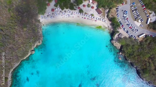 Blue water sea in Curaçao - Beach - Record by drone