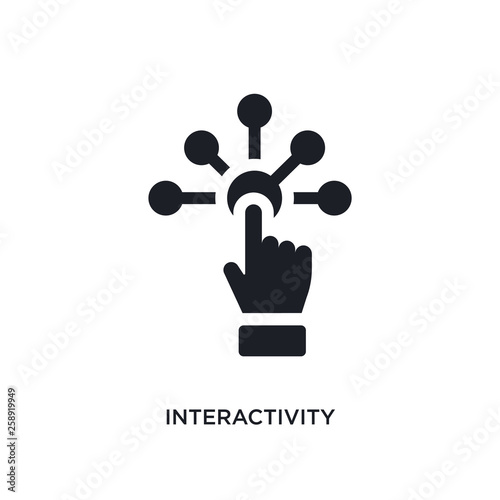 black interactivity isolated vector icon. simple element illustration from augmented reality concept vector icons. interactivity editable black logo symbol design on white background. can be use for photo