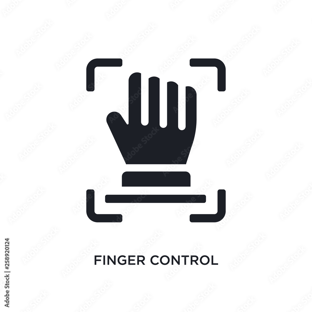 black finger control isolated vector icon. simple element illustration from augmented reality concept vector icons. finger control editable black logo symbol design on white background. can be use black finger control isolated vector icon. simple element illustration from augmented reality concept vector icons. finger control editable black logo symbol design on white background. can be use