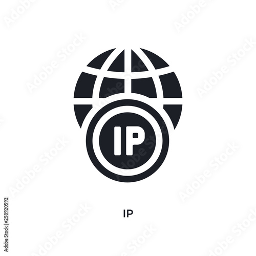 black ip isolated vector icon. simple element illustration from big data concept vector icons. ip editable black logo symbol design on white background. can be use for web and mobile