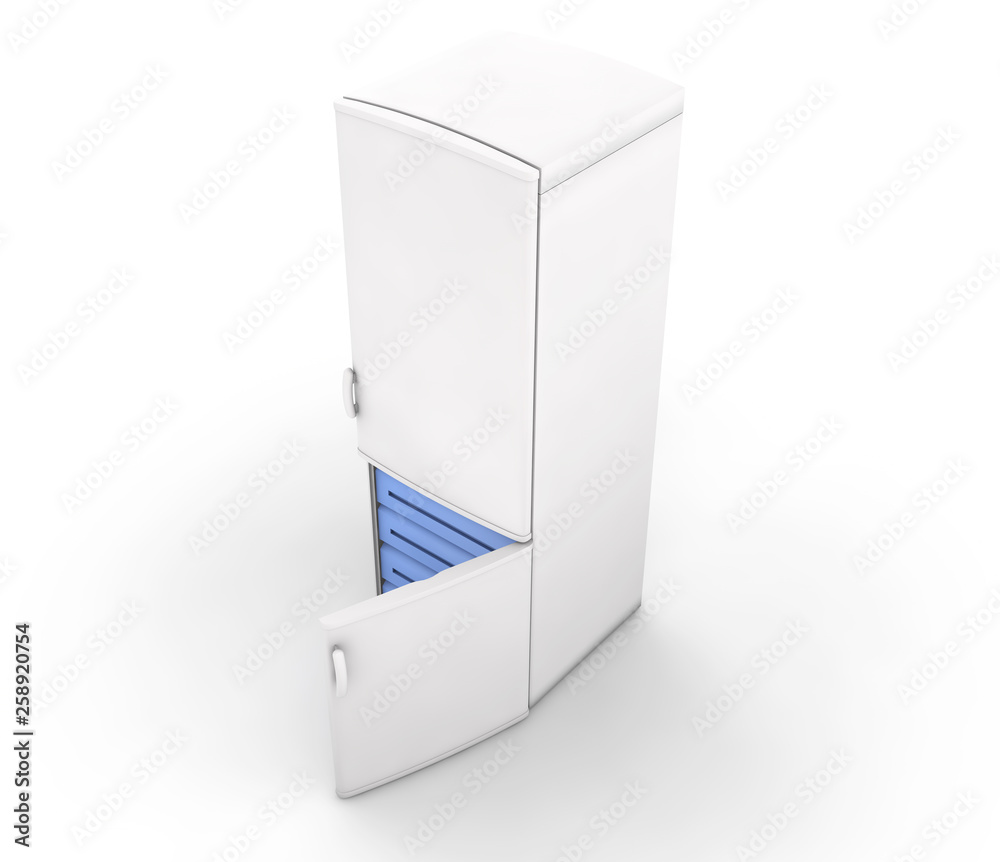 White Refrigerator Isolated. 3D rendering White Refrigerator Isolated. 3D rendering