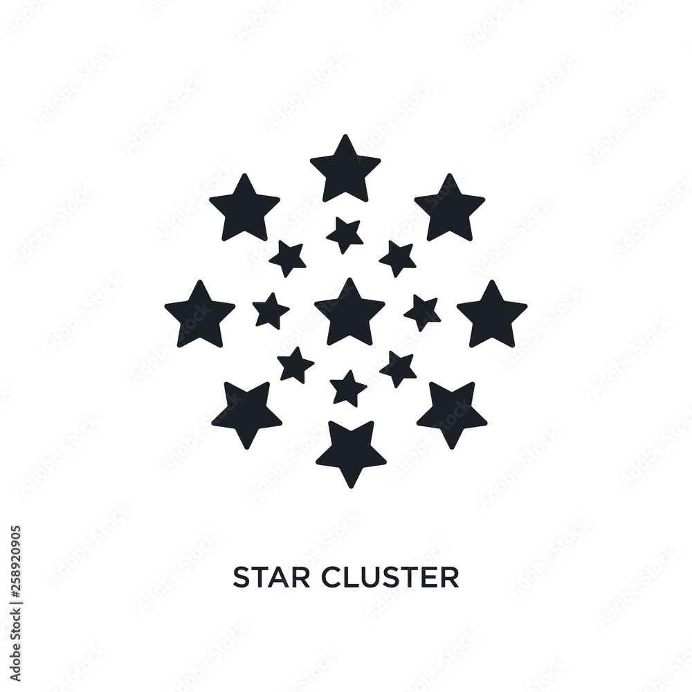 black star cluster isolated vector icon. simple element illustration from astronomy concept vector icons. star cluster editable black logo symbol design on white background. can be use for web and