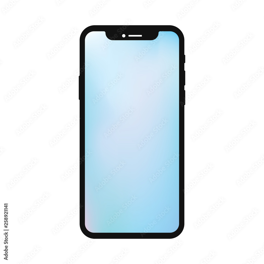 Black smartphone with blue screen. Vector mobile phone with empty screen eps10. Black smartphone with blue screen. Vector mobile phone with empty screen eps10.