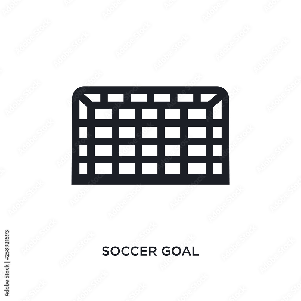 black soccer goal isolated vector icon. simple element illustration from football concept vector icons. soccer goal editable black logo symbol design on white background. can be use for web and