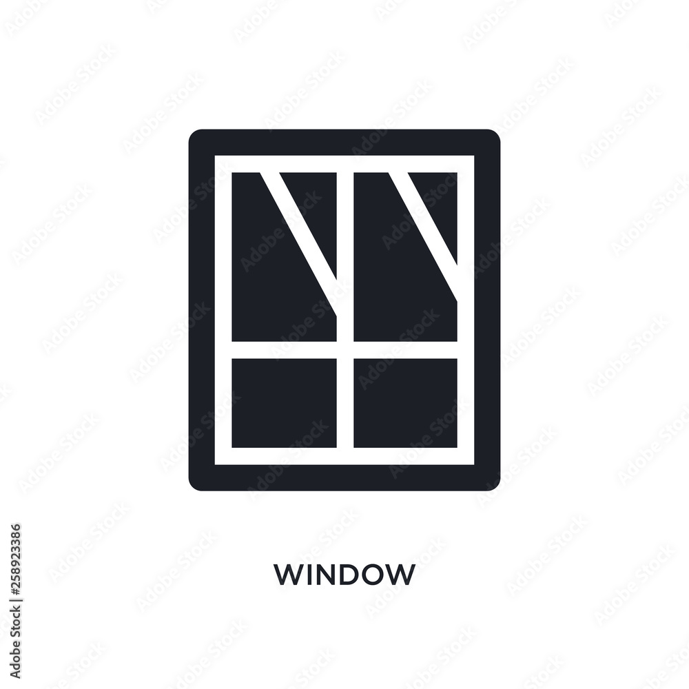 black window isolated vector icon. simple element illustration from furniture concept vector icons. window editable black logo symbol design on white background. can be use for web and mobile black window isolated vector icon. simple element illustration from furniture concept vector icons. window editable black logo symbol design on white background. can be use for web and mobile