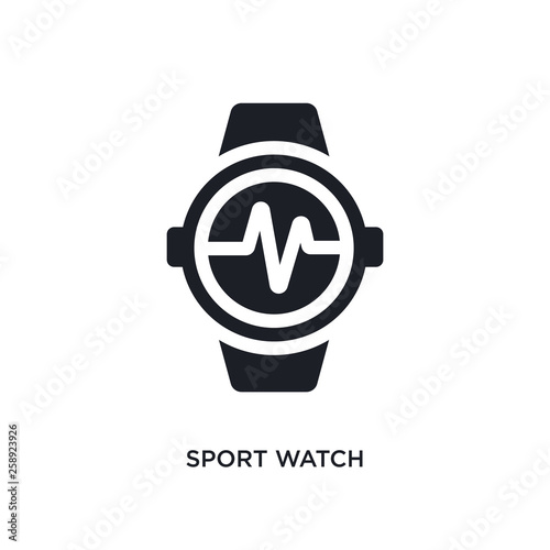 black sport watch isolated vector icon. simple element illustration from gym and fitness concept vector icons. sport watch editable logo symbol design on white background. can be use for web and