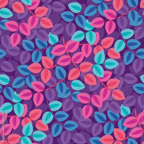Spring blossom, leaves vector seamless pattern