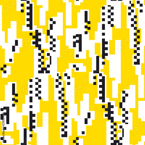 Glitch, distortion flat vector seamless pattern