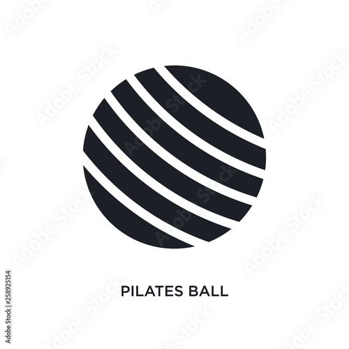 black pilates ball isolated vector icon. simple element illustration from gym and fitness concept vector icons. pilates ball editable logo symbol design on white background. can be use for web and