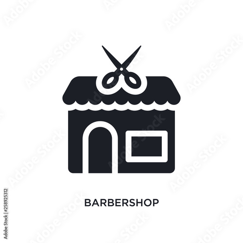 black barbershop isolated vector icon. simple element illustration from hotel and restaurant concept vector icons. barbershop editable logo symbol design on white background. can be use for web and