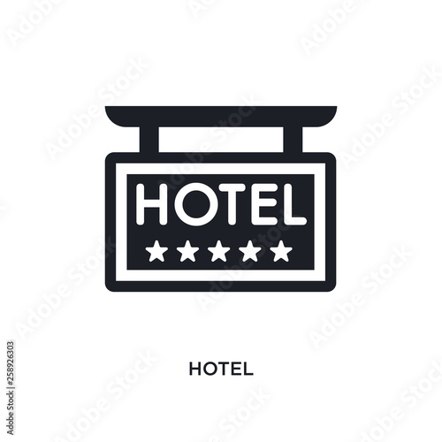 black hotel isolated vector icon. simple element illustration from  concept vector icons. hotel editable logo symbol design on white background. can be use for web and mobile