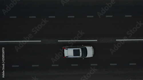 Car on the road. View from above