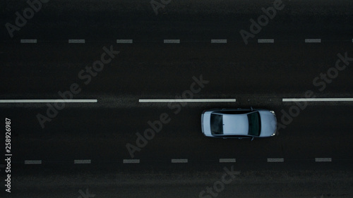 Car on the road. View from above