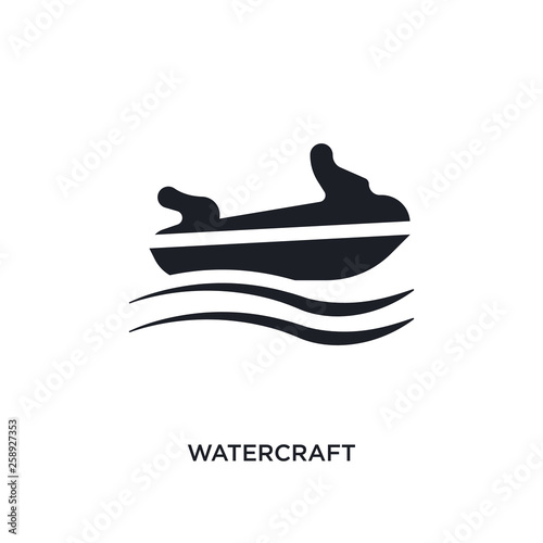 black watercraft isolated vector icon. simple element illustration from nautical concept vector icons. watercraft editable logo symbol design on white background. can be use for web and mobile