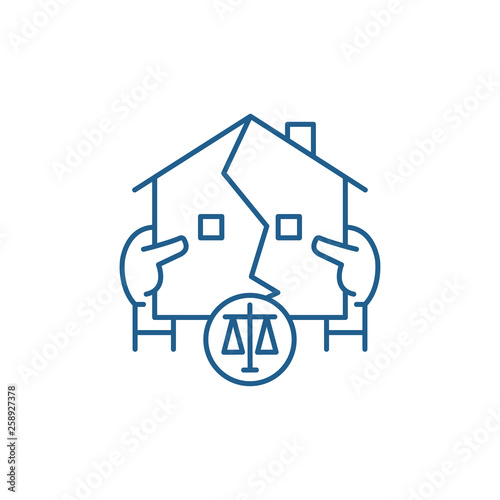 Real estate law line concept icon. Real estate law flat  vector website sign, outline symbol, illustration.