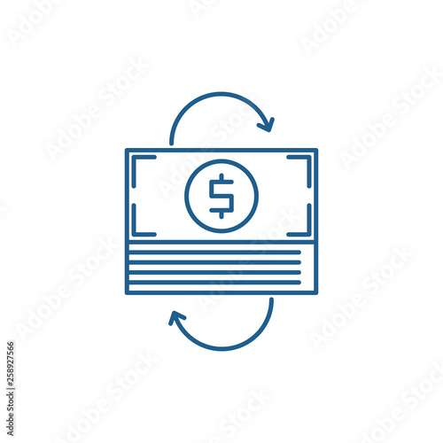 Refinancing line concept icon. Refinancing flat  vector website sign, outline symbol, illustration.