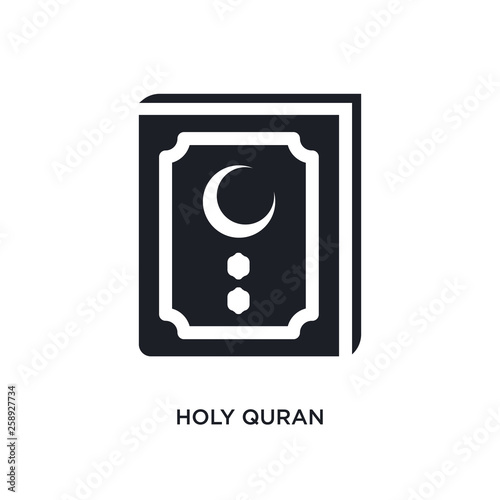Free Download black holy quran isolated vector icon. simple element illustration from religion concept vector icons. holy quran editable logo symbol design on white background. can be use for web and mobile - GFXLoad