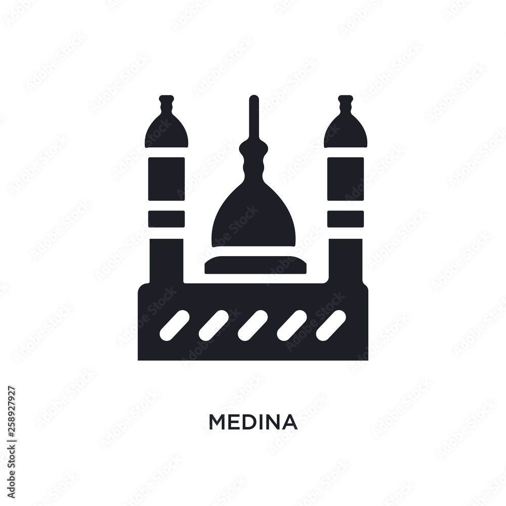 black medina isolated vector icon. simple element illustration from religion concept vector icons. medina editable logo symbol design on white background. can be use for web and mobile black medina isolated vector icon. simple element illustration from religion concept vector icons. medina editable logo symbol design on white background. can be use for web and mobile