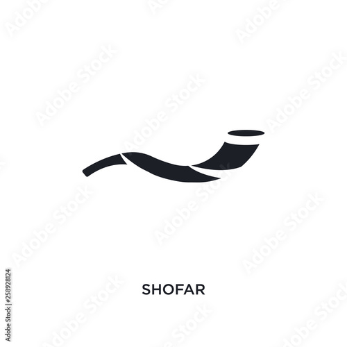 black shofar isolated vector icon. simple element illustration from religion concept vector icons. shofar editable logo symbol design on white background. can be use for web and mobile photo