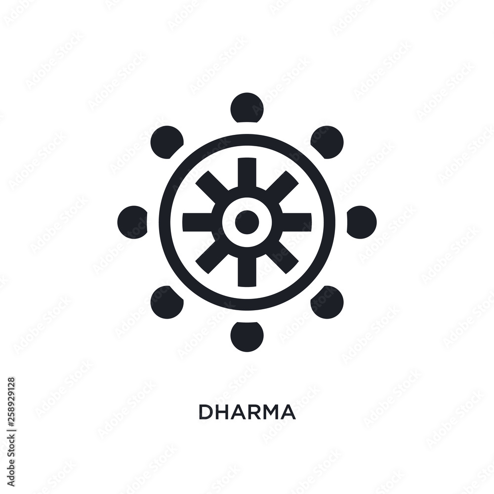 black dharma isolated vector icon. simple element illustration from religion concept vector icons. dharma editable logo symbol design on white background. can be use for web and mobile
