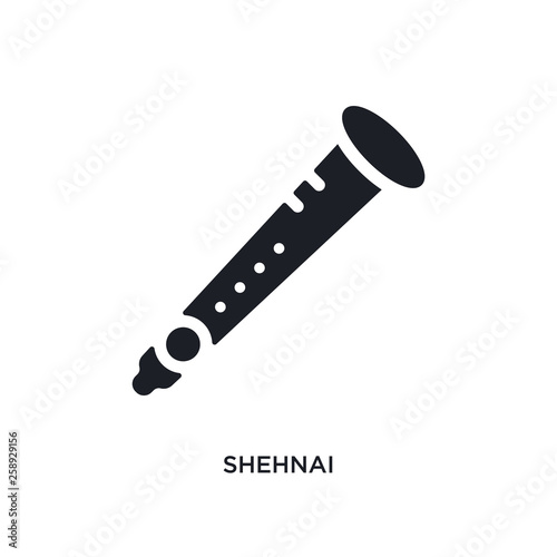 black shehnai isolated vector icon. simple element illustration from religion concept vector icons. shehnai editable logo symbol design on white background. can be use for web and mobile photo