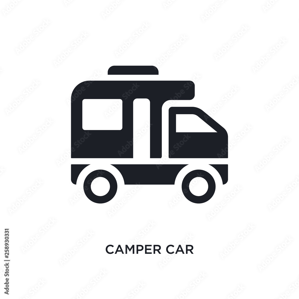 black camper car isolated vector icon. simple element illustration from transportation concept vector icons. camper car editable logo symbol design on white background. can be use for web and mobile black camper car isolated vector icon. simple element illustration from transportation concept vector icons. camper car editable logo symbol design on white background. can be use for web and mobile