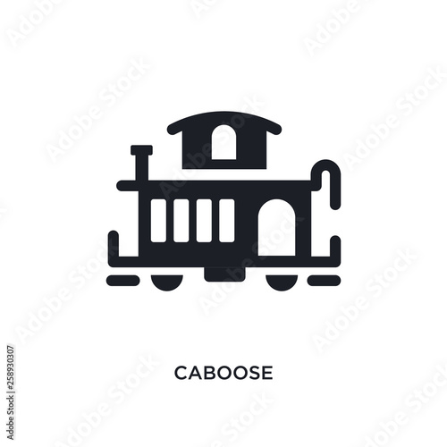 black caboose isolated vector icon. simple element illustration from transportation concept vector icons. caboose editable logo symbol design on white background. can be use for web and mobile
