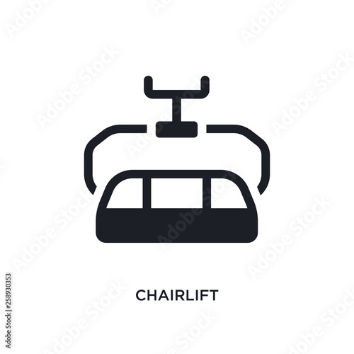 black chairlift isolated vector icon. simple element illustration from transportation concept vector icons. chairlift editable logo symbol design on white background. can be use for web and mobile