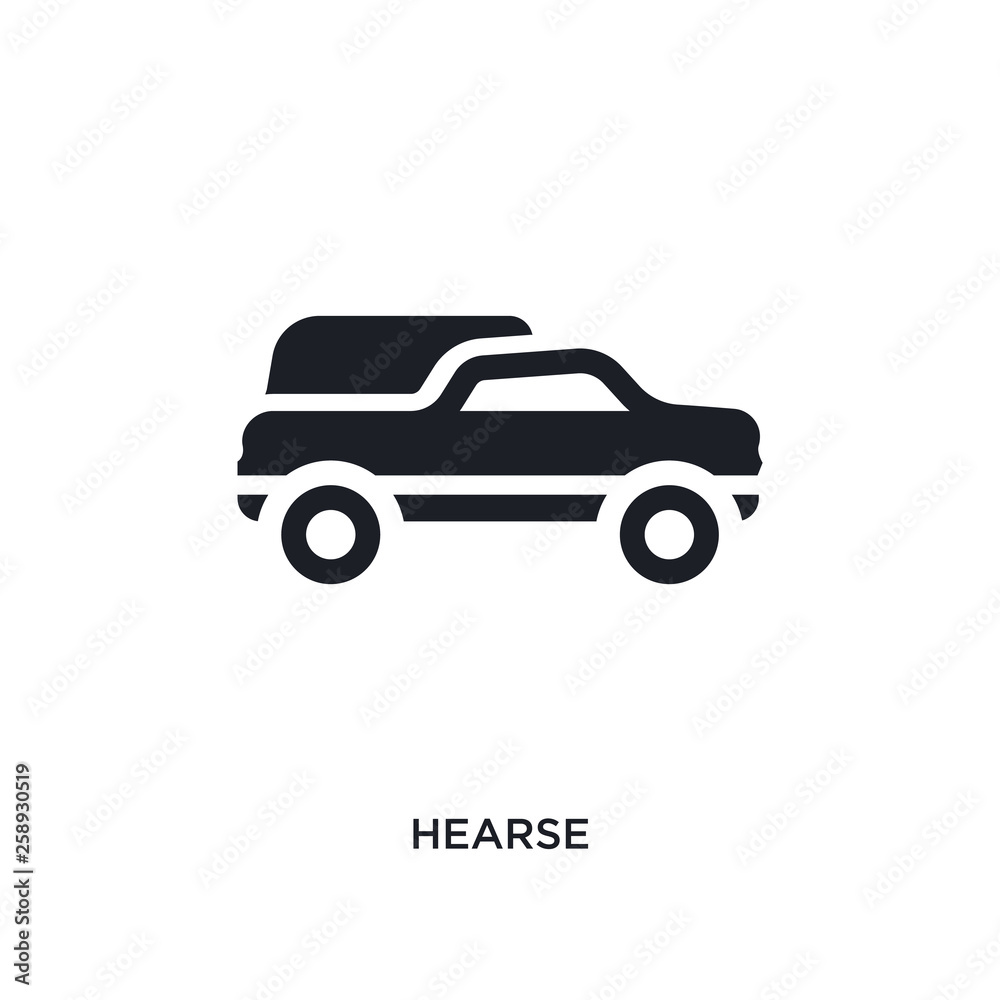 black hearse isolated vector icon. simple element illustration from transportation concept vector icons. hearse editable logo symbol design on white background. can be use for web and mobile
