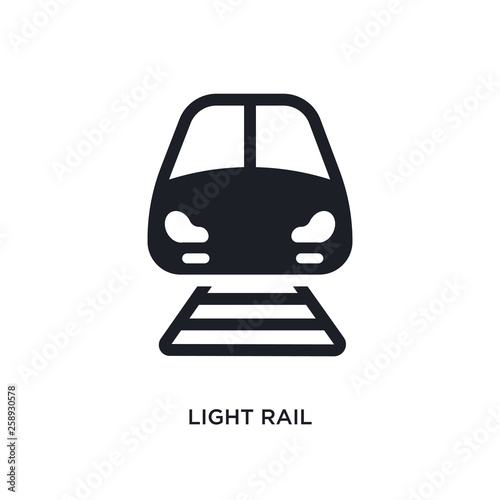 black light rail isolated vector icon. simple element illustration from transportation concept vector icons. light rail editable logo symbol design on white background. can be use for web and mobile
