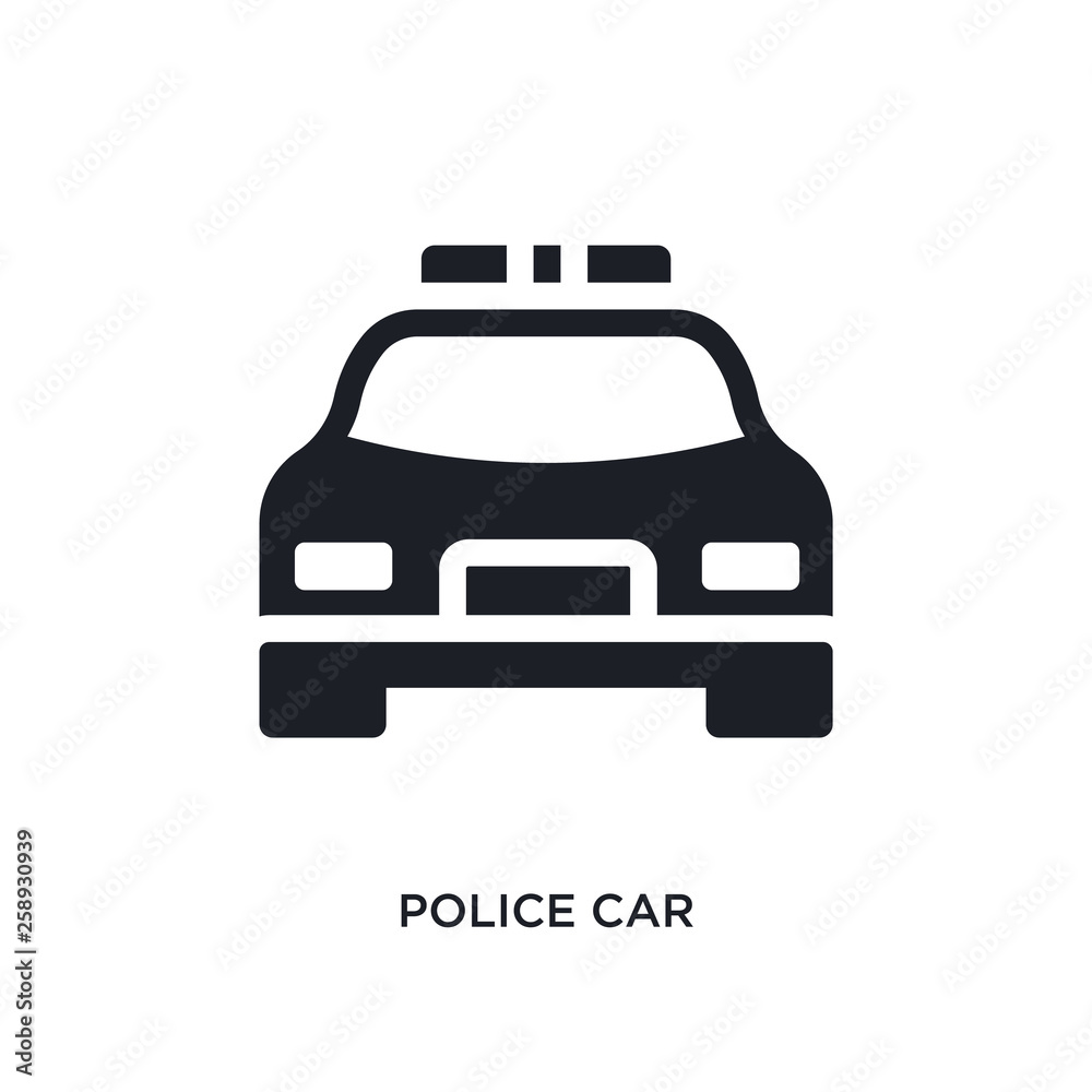 black police car isolated vector icon. simple element illustration from transport-aytan concept vector icons. police car editable logo symbol design on white background. can be use for web and