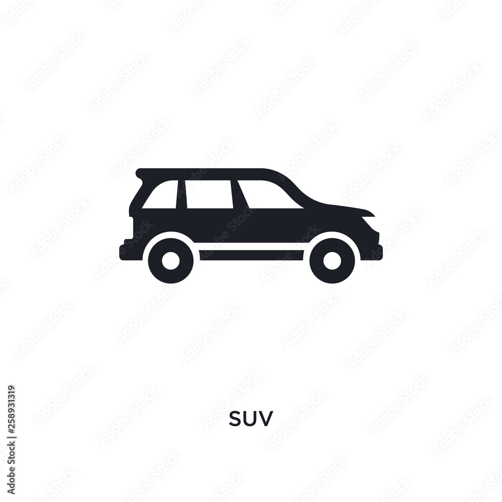 black suv isolated vector icon. simple element illustration from transport-aytan concept vector icons. suv editable logo symbol design on white background. can be use for web and mobile