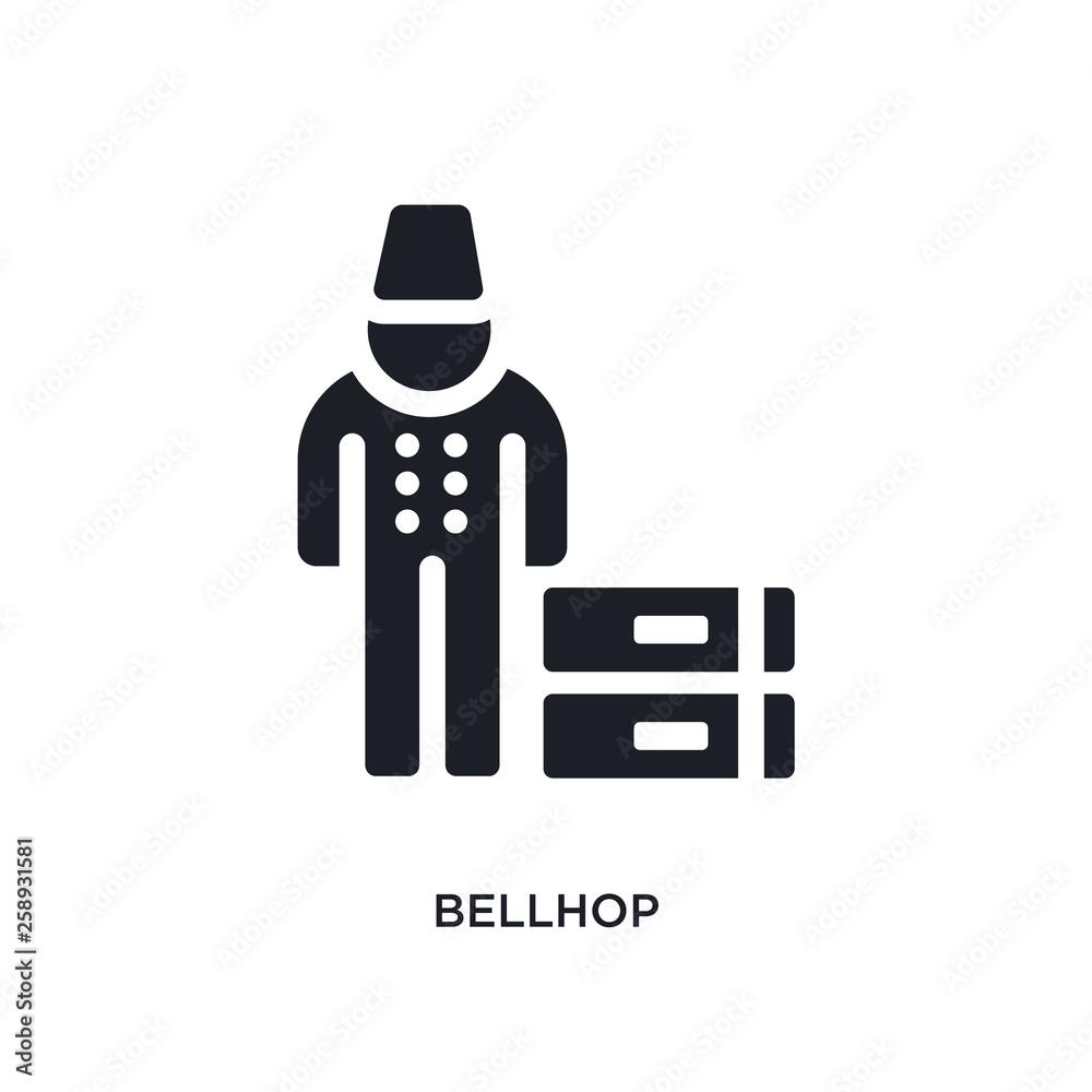 black bellhop isolated vector icon. simple element illustration from travel concept vector icons. bellhop editable logo symbol design on white background. can be use for web and mobile