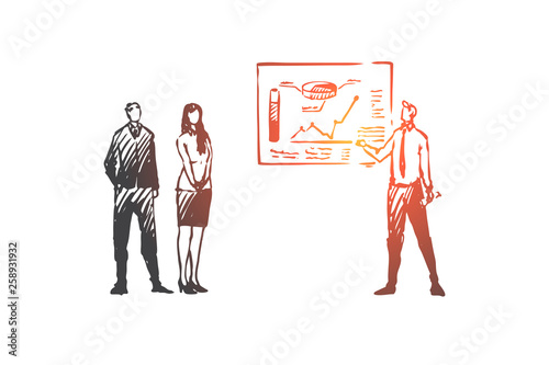 Business, presentation, seminar, board, meeting concept. Hand drawn isolated vector.