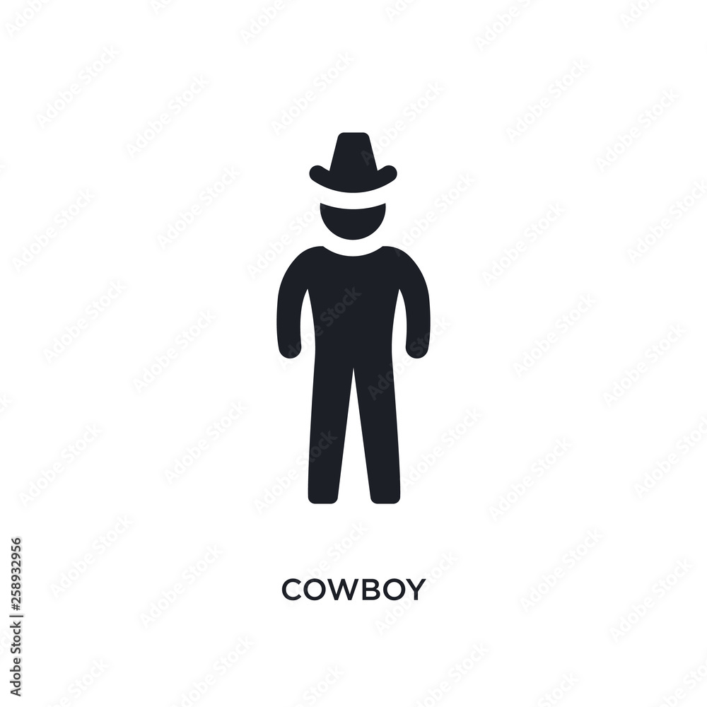 black cowboy isolated vector icon. simple element illustration from united states concept vector icons. cowboy editable logo symbol design on white background. can be use for web and mobile
