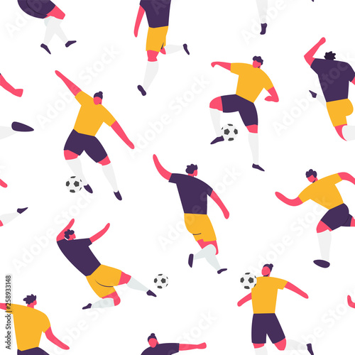 Soccer Players Game. Football Vector Sport seamless pattern