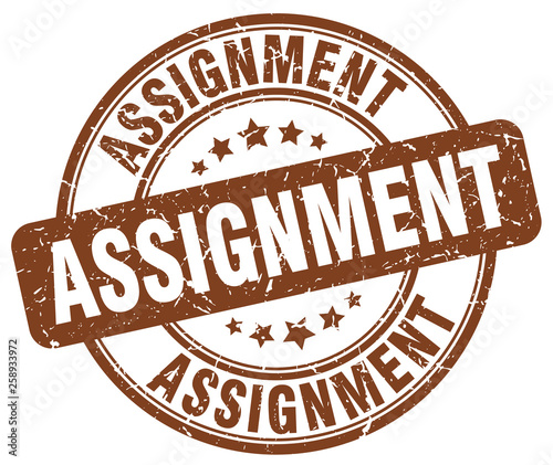 assignment brown grunge round vintage rubber stamp