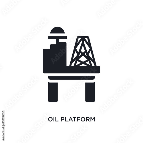 black oil platform isolated vector icon. simple element illustration from industry concept vector icons. oil platform editable logo symbol design on white background. can be use for web and mobile