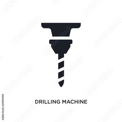 black drilling machine isolated vector icon. simple element illustration from industry concept vector icons. drilling machine editable logo symbol design on white background. can be use for web and